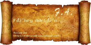 Fábry Adrián névjegykártya
